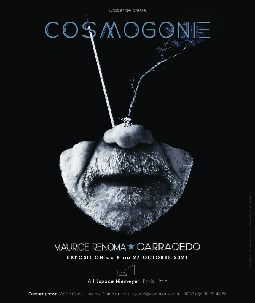 L'affiche de l’exposition «Cosmogonie», collaboration entre Maurice Renoma et Carracedo